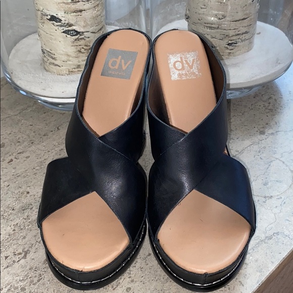 Dolce Vita Shoes - Dolce Vita black leather wedge sandals.